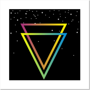 RETRO TRIANGLES WITH STARS IN THE UNIVERSE Posters and Art